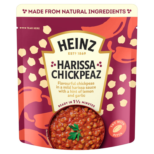 HEINZ Harissa Chickpeas with Peppers and Garlic - Meal for One, Made From Natural Ingredients, Source of Protein, 250gr