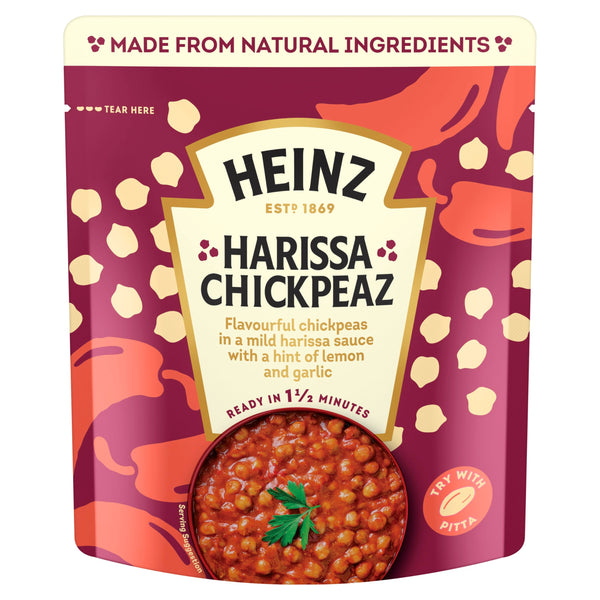 HEINZ Harissa Chickpeas with Peppers and Garlic - Meal for One, Made From Natural Ingredients, Source of Protein, 250gr