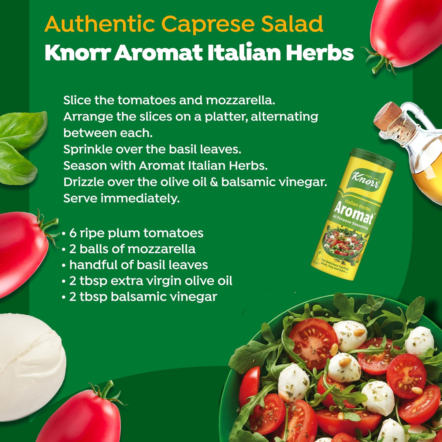 Knorr Aromat Italian Herbs All Purpose Seasoning seasoning mix free from artificial colours and preservatives for vegetables, rice, pasta or salads 60 g