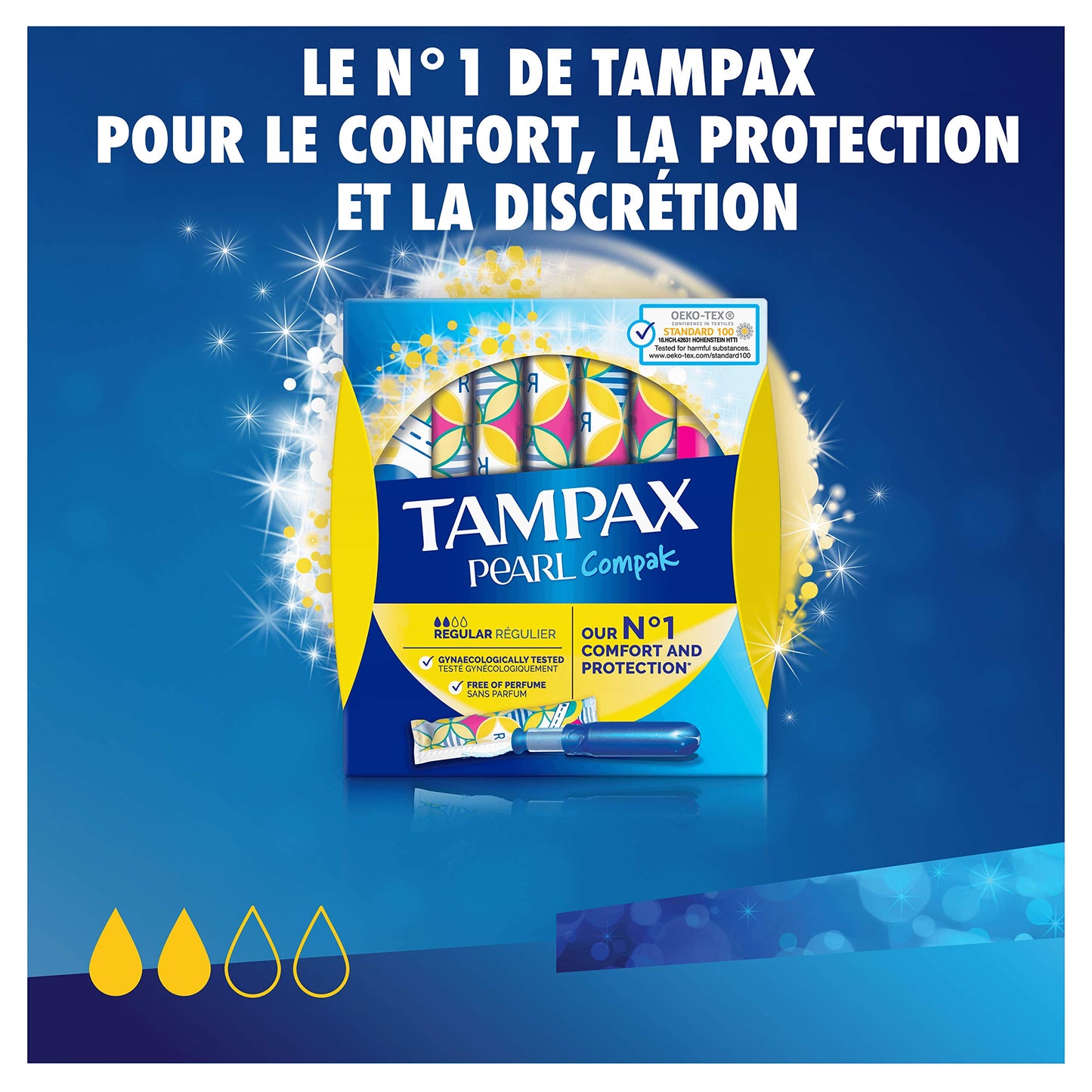 Tampax Compak Pearl Plastic Stamps with Applicator - Regular x 18