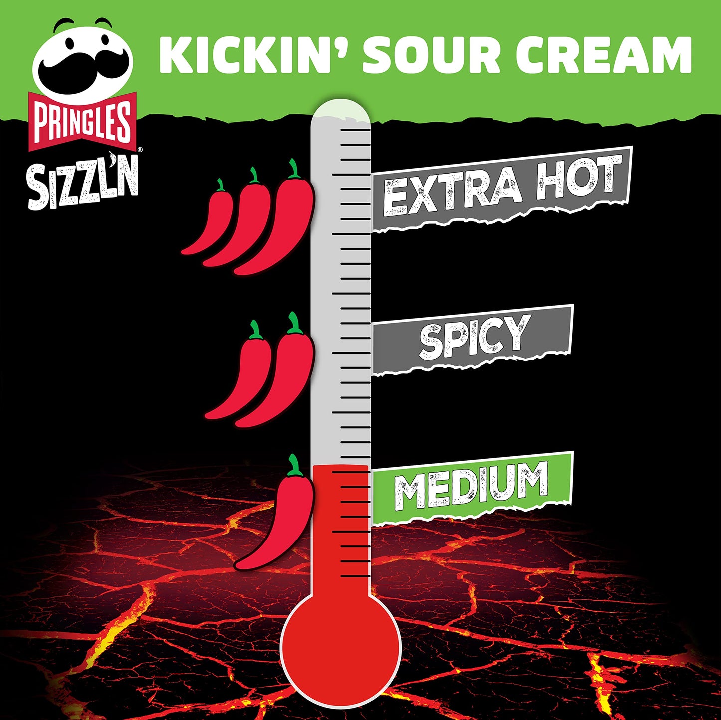 Pringles Sizzl'n Medium, Kickin' Sour Cream, 180g