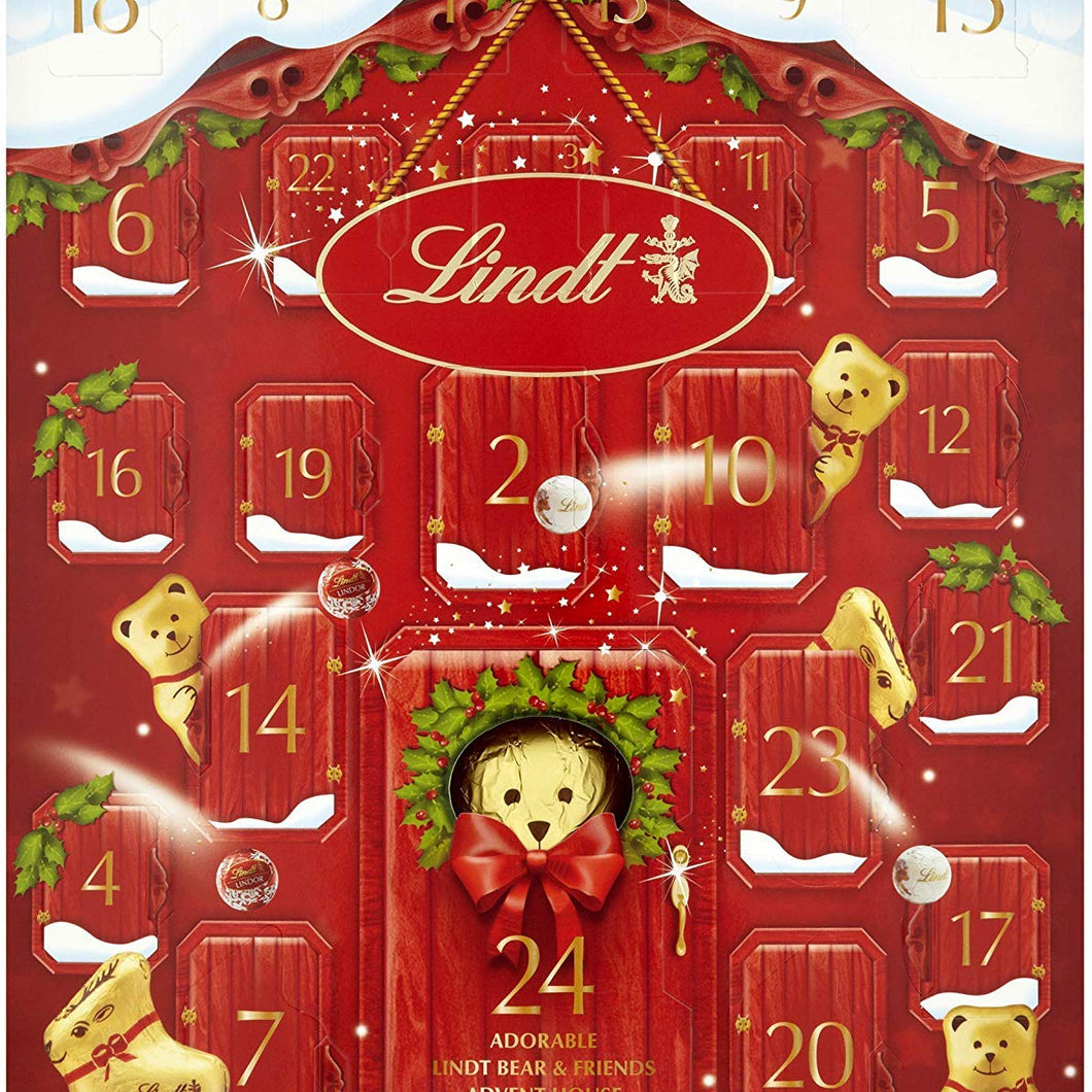 Lindt Teddy Bear 24 Days Luxurious Chocolate Advent Calendar, Red, 250 g