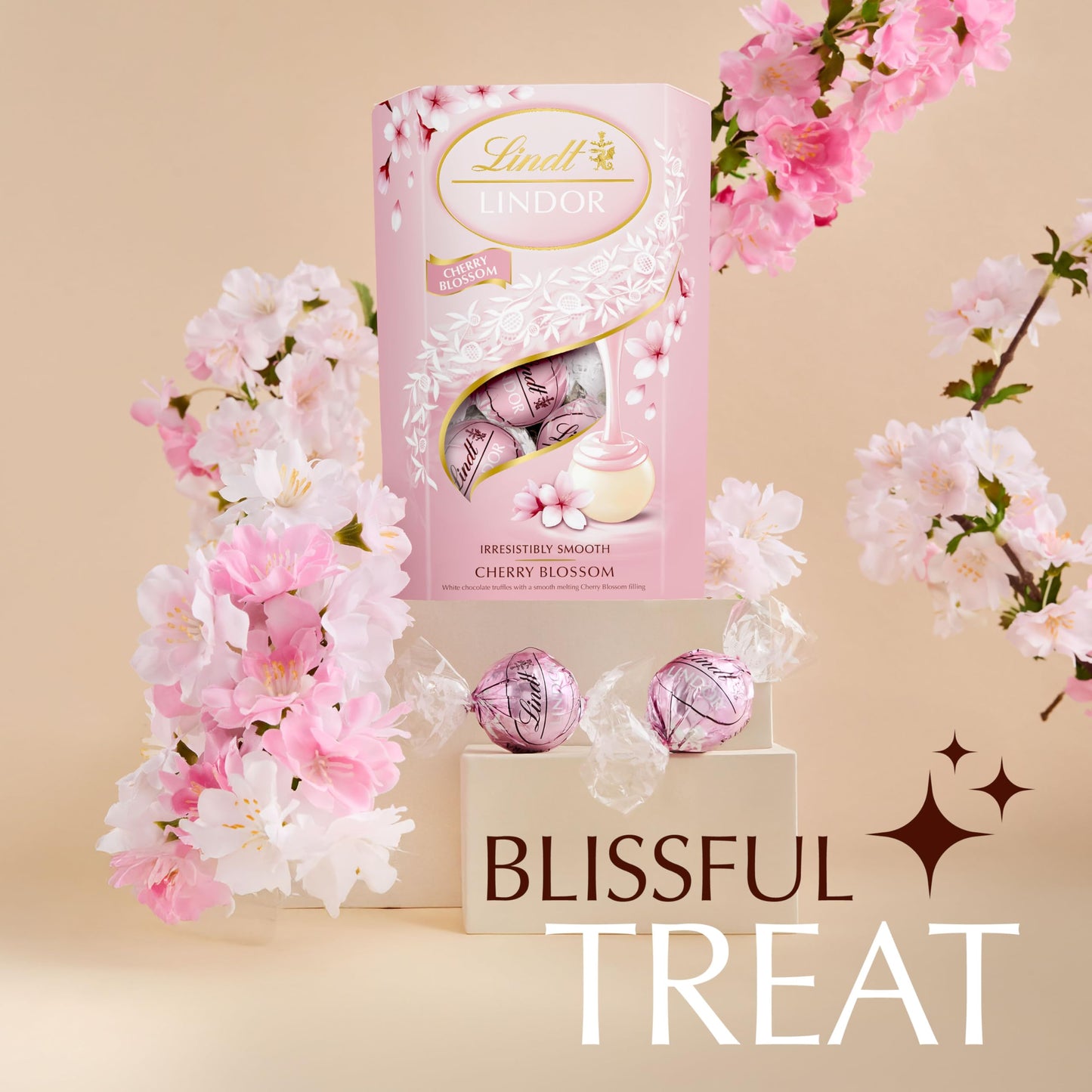Lindt Lindor Cherry Blossom White Chocolate Truffes Box 200g