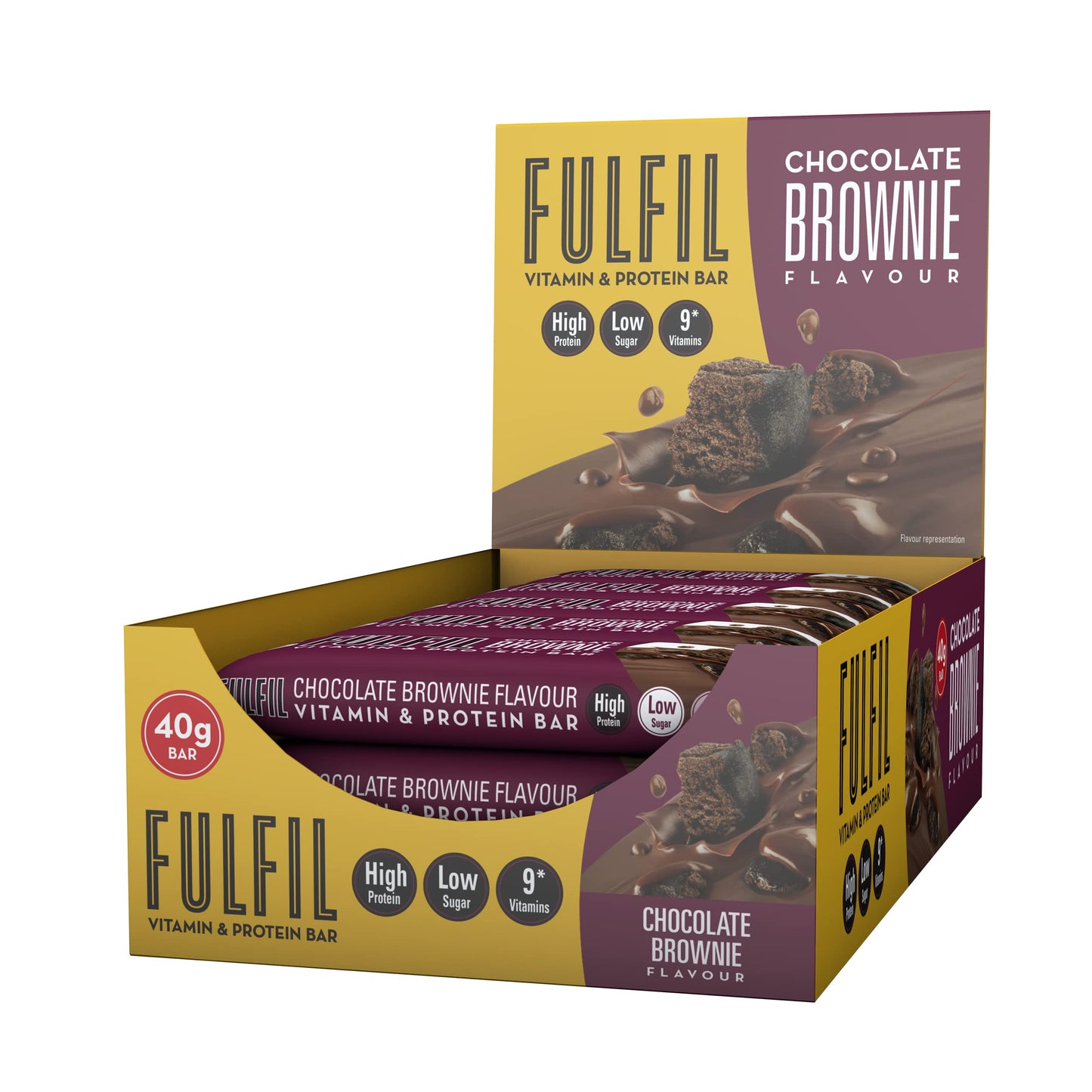 Fulfil Vitamin and Protein Bar— Chocolate Peanut and Caramel Flavour — 15 g High Protein, 9 Vitamins, Low Sugar