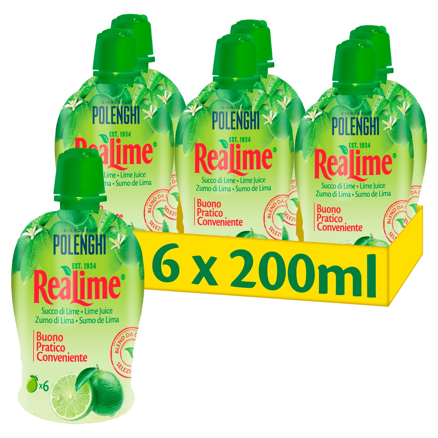 ReaLime Lime Juice 6 x 200ml - Tasty, Practical, Convenient - Blended from Selected Origins