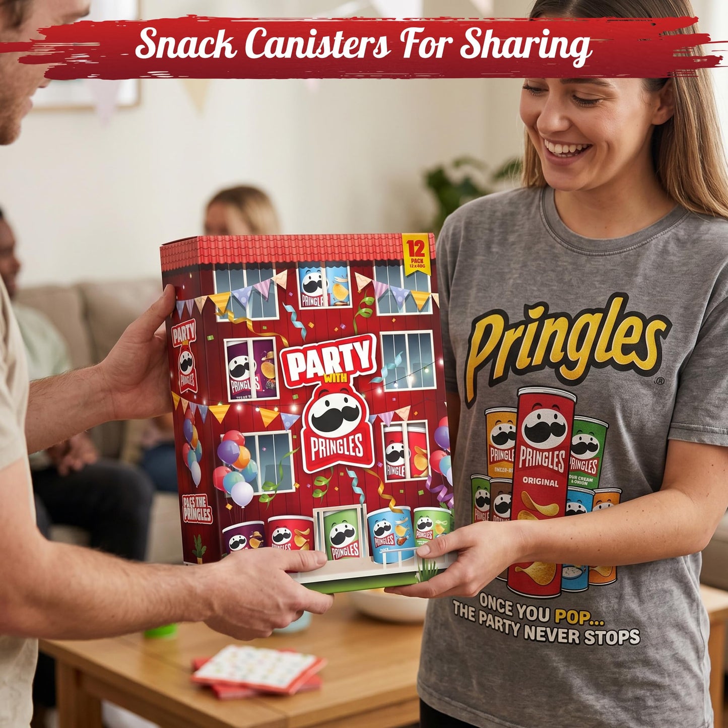 Pringles Original 40g Crisps Multipack – Bulk 12-Pack of Stackable Crisps in Iconic Resealable Canisters, Classic Lightly-Salted Flavor for Lunchboxes, Parties and On-the-Go Snacking