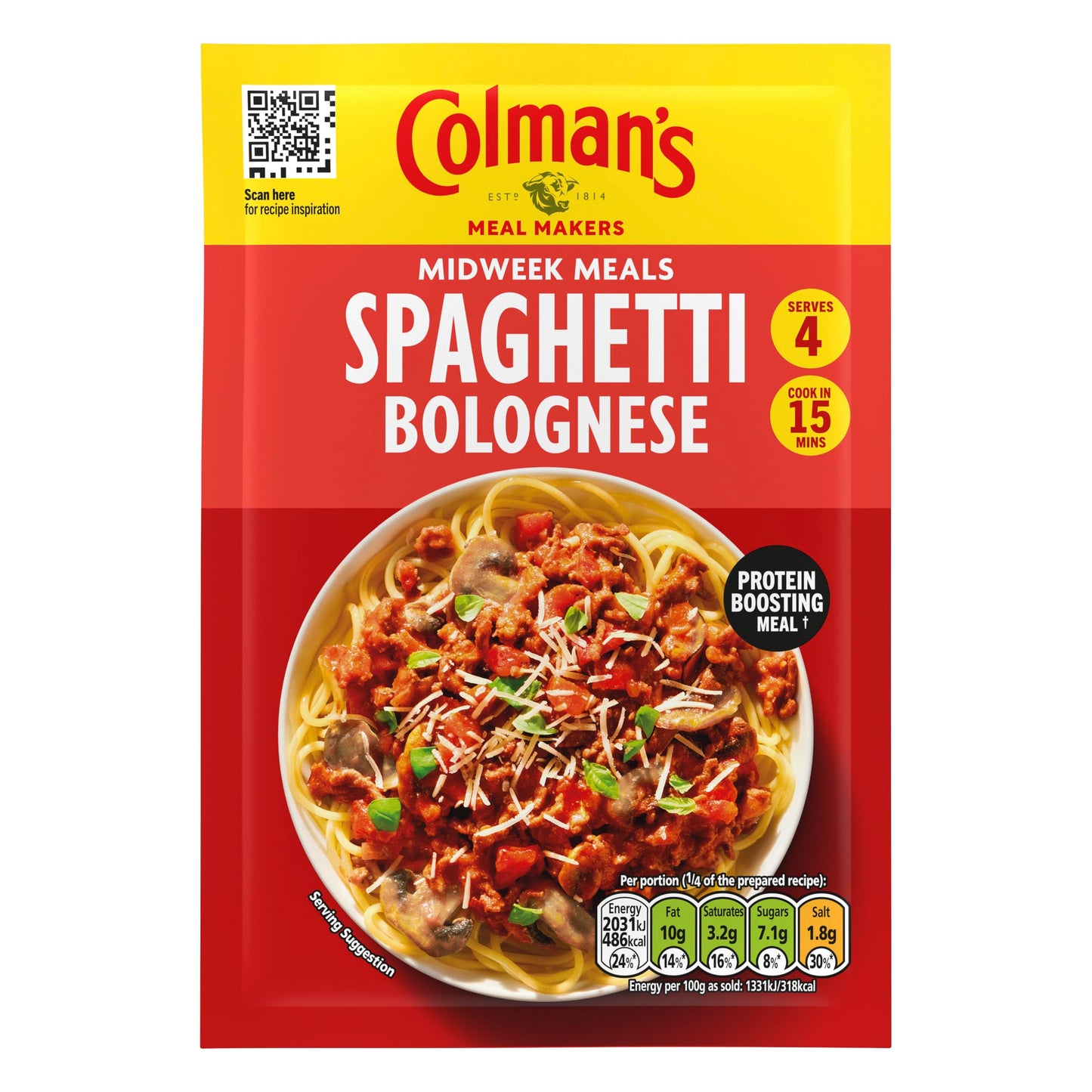 Colman's Midweek Meals Spaghetti Bolognese Meal Maker quick to prepare sauce mix for a protein-boosting meal† 44 g