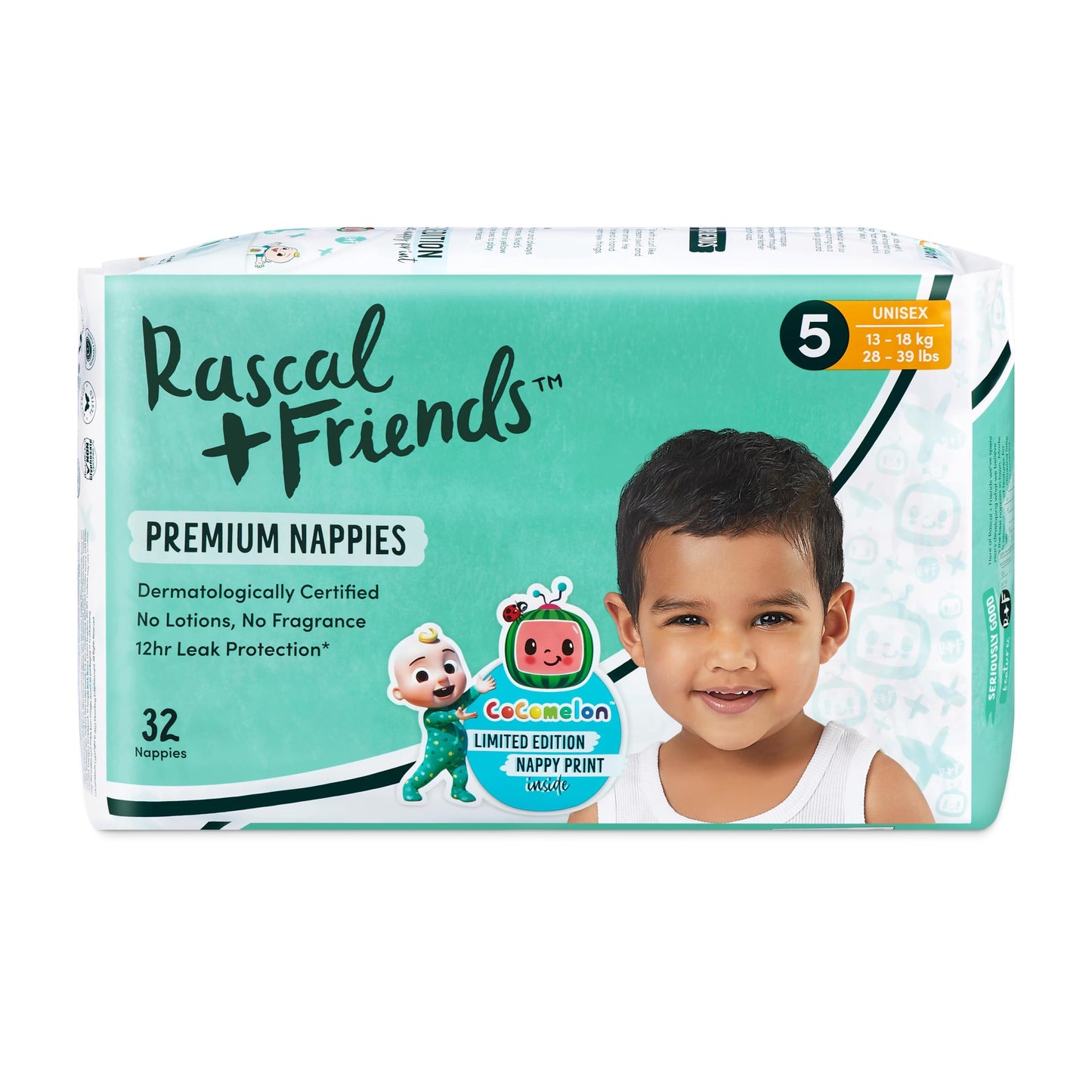 Rascal + Friends Unisex Premium Nappies 32 Nappies