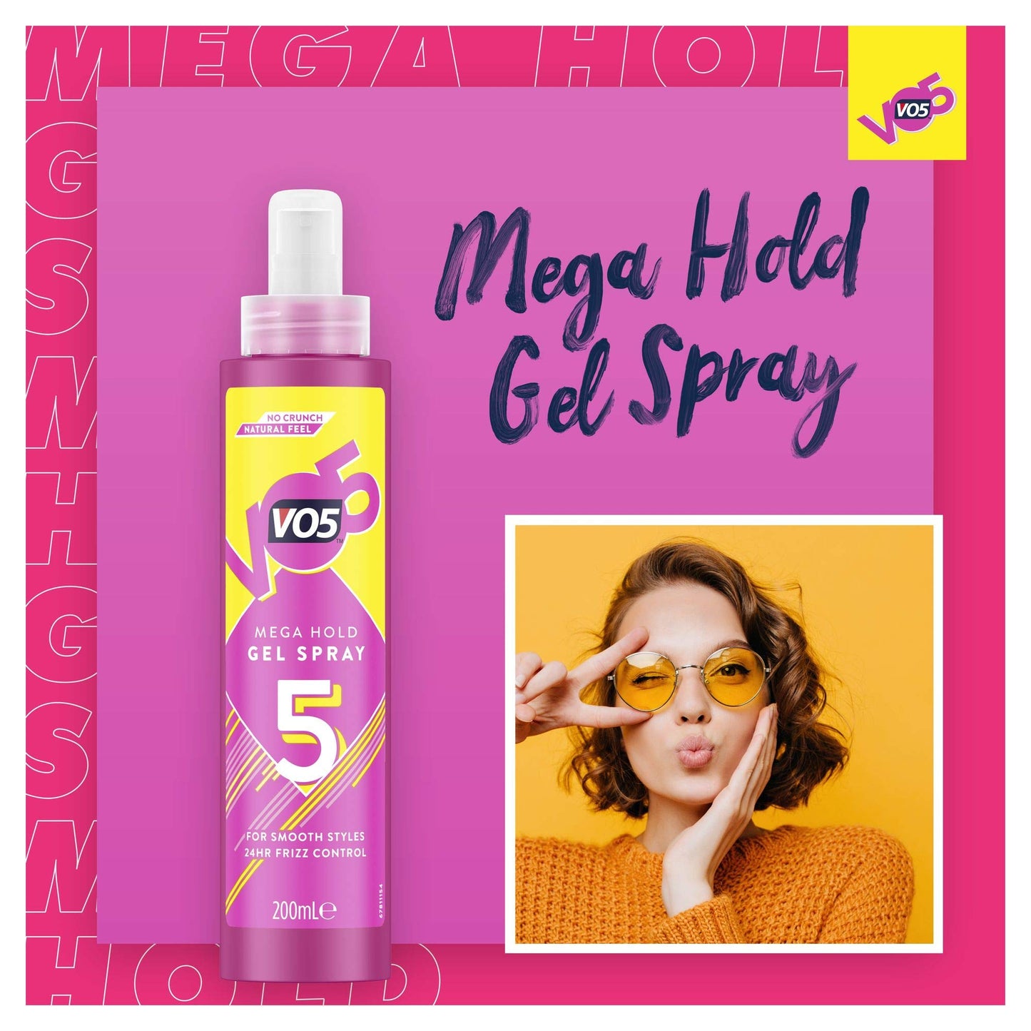 VO5 Mega Hold Gel Spray 200ml, Extra Strong Hair Styling Spray for Hold & Control