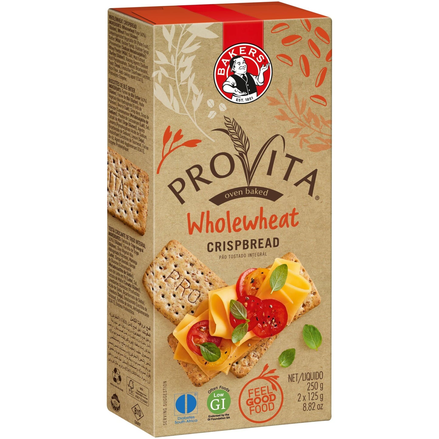 Bakers Provita Wholewheat Crispbread 250 g UK UK Pack of 3