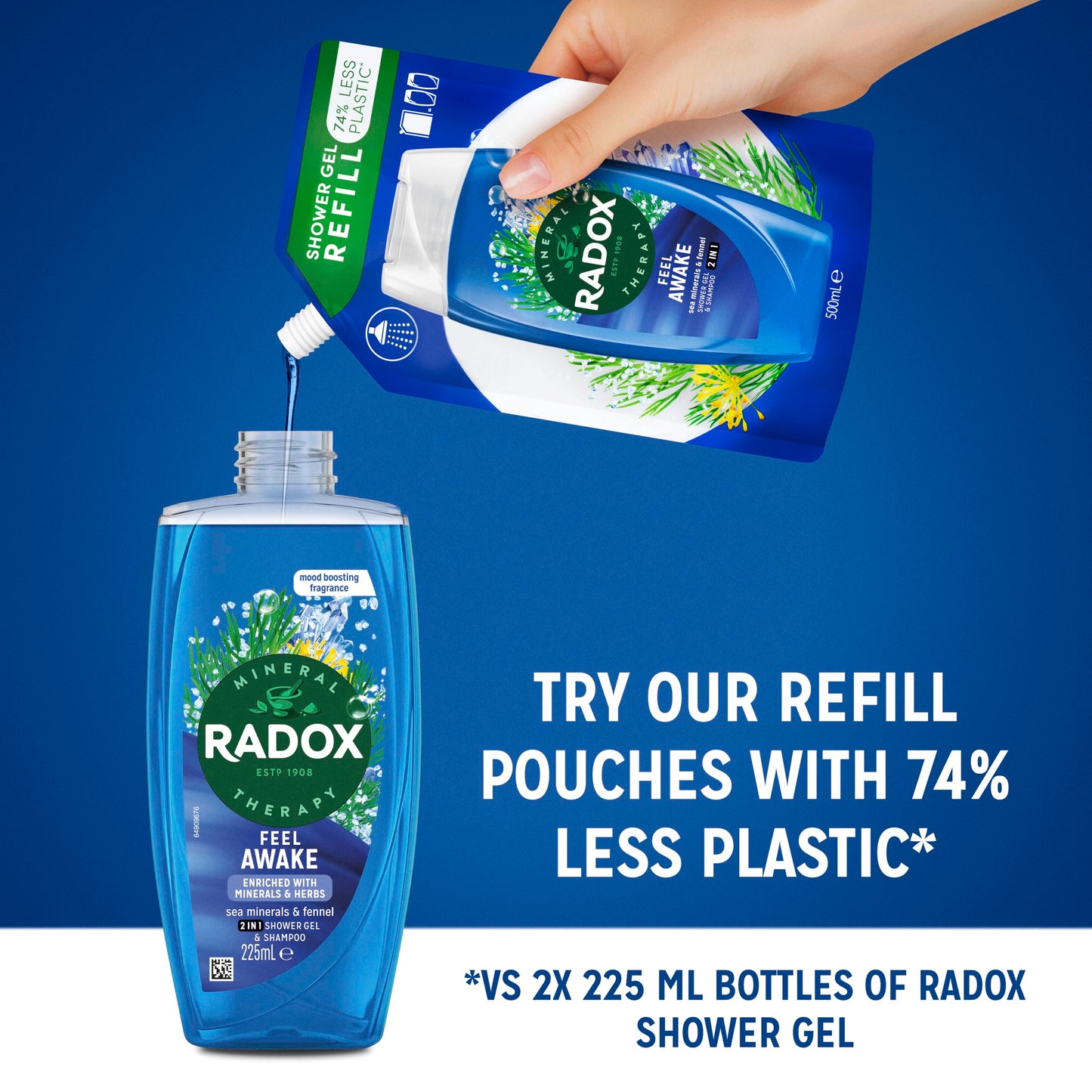 Radox Mineral Therapy Feel Awake 2-in-1 Shower Gel & Shampoo 225 ml