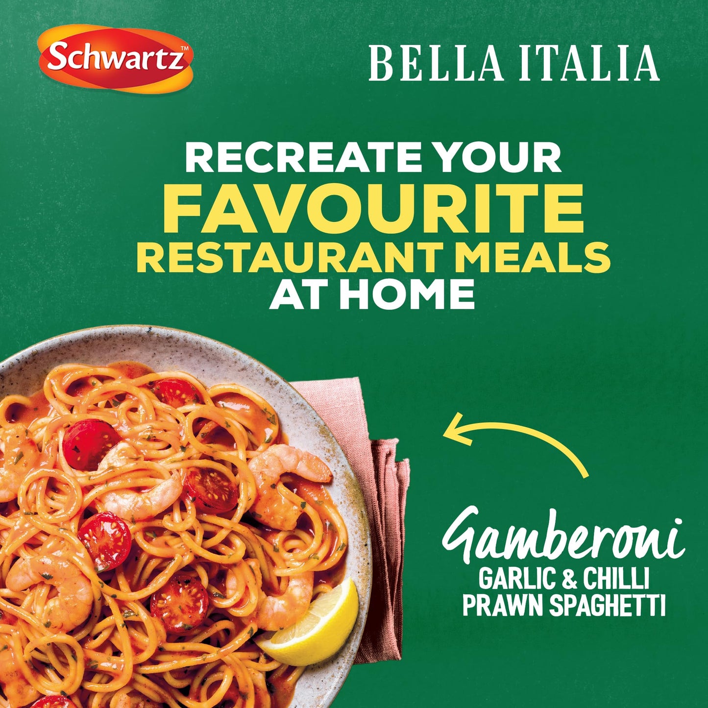 Schwartz x Bella Italia Gamberoni Garlic & Chilli Prawn Spaghetti Recipe Mix, 35g