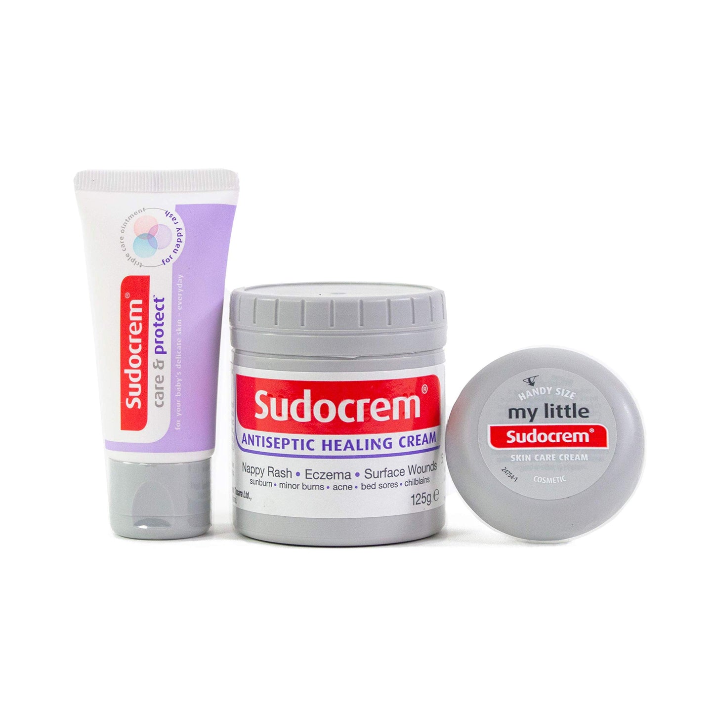 Sudocrem Nappy Rash Cream Kit, Includes Care & Protect 30g, Antiseptic Healing Cream 125g, My Little Sudocrem 22g, Nappy Rash Treatment