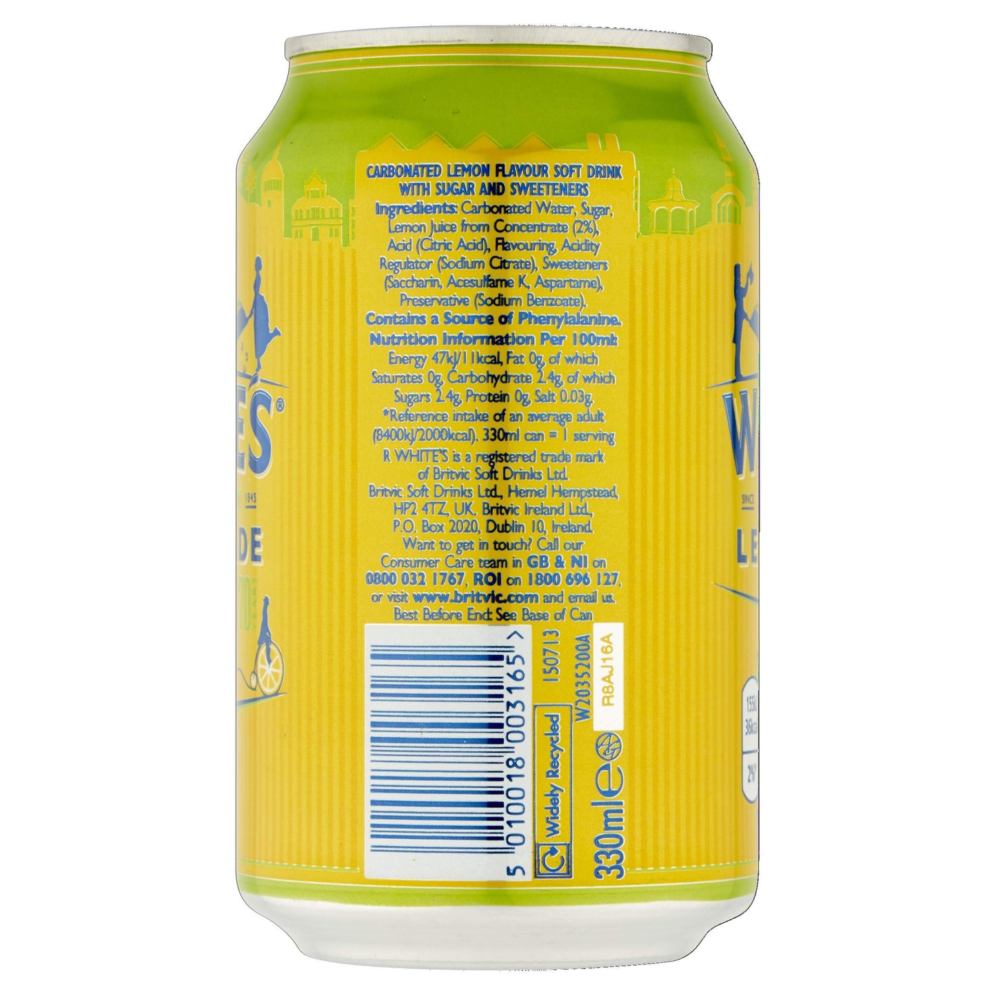 R Whites Premium Lemonade, 24 x 330 ml Cans