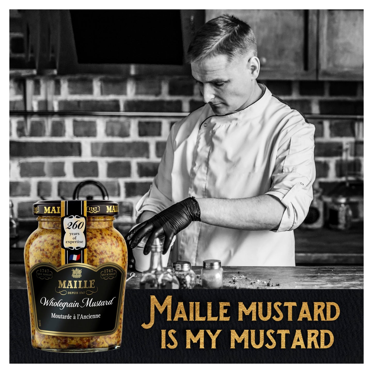 Maille Wholegrain Mustard since 1747 for pork, beef, and salad dressings 6x 210 g
