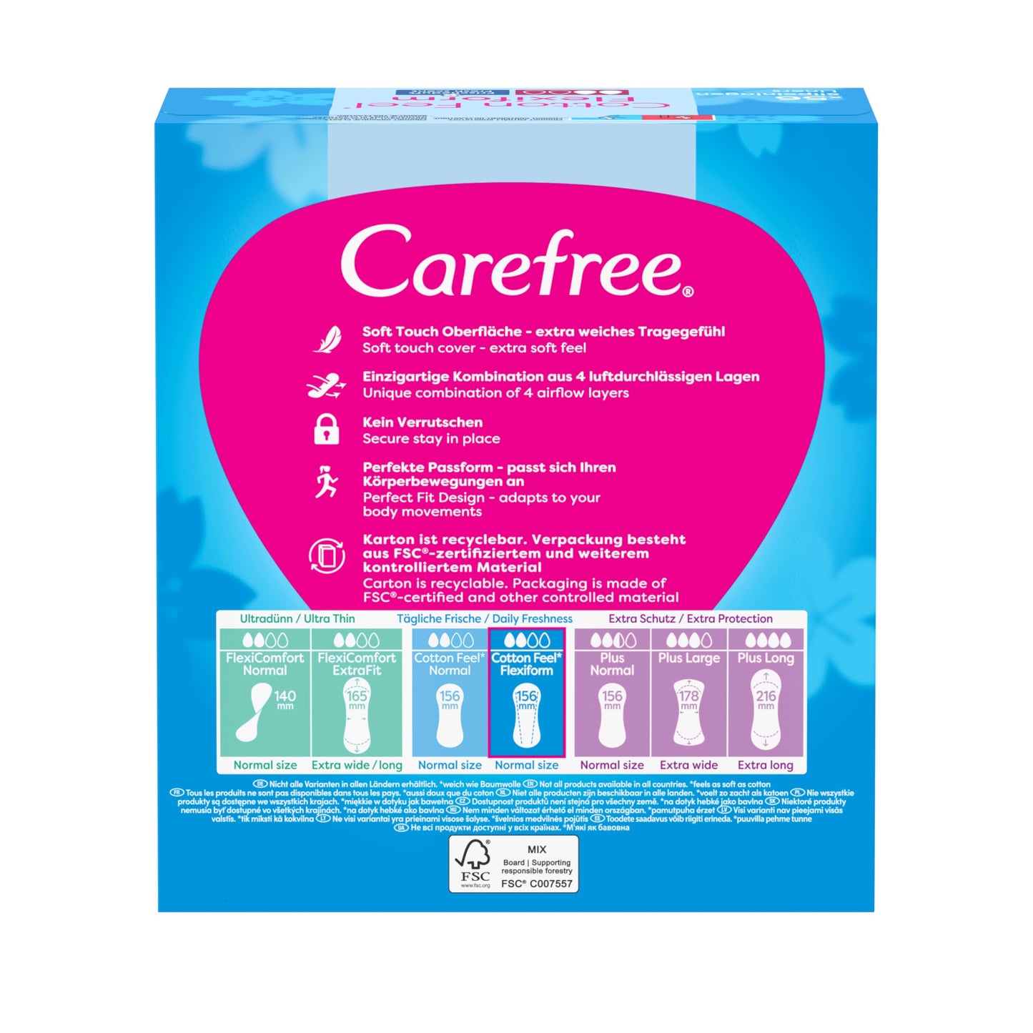 Carefree Cotton Fresh Scent Pantyliners, X5 Packs = 280 Pantyliners