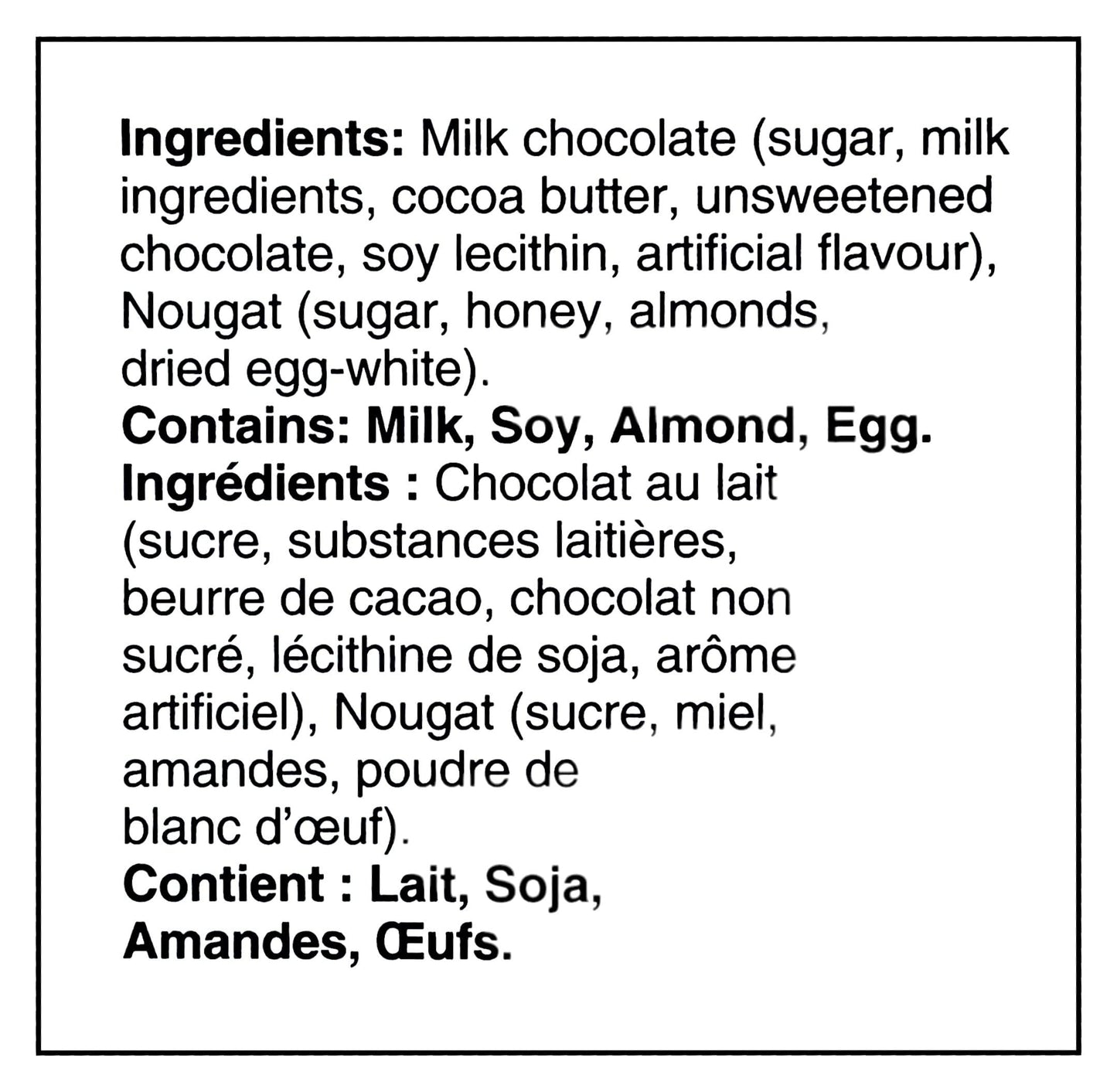 Swiss Milk Chocolate with Honey and Almond Nougat 750g (26.5oz)
