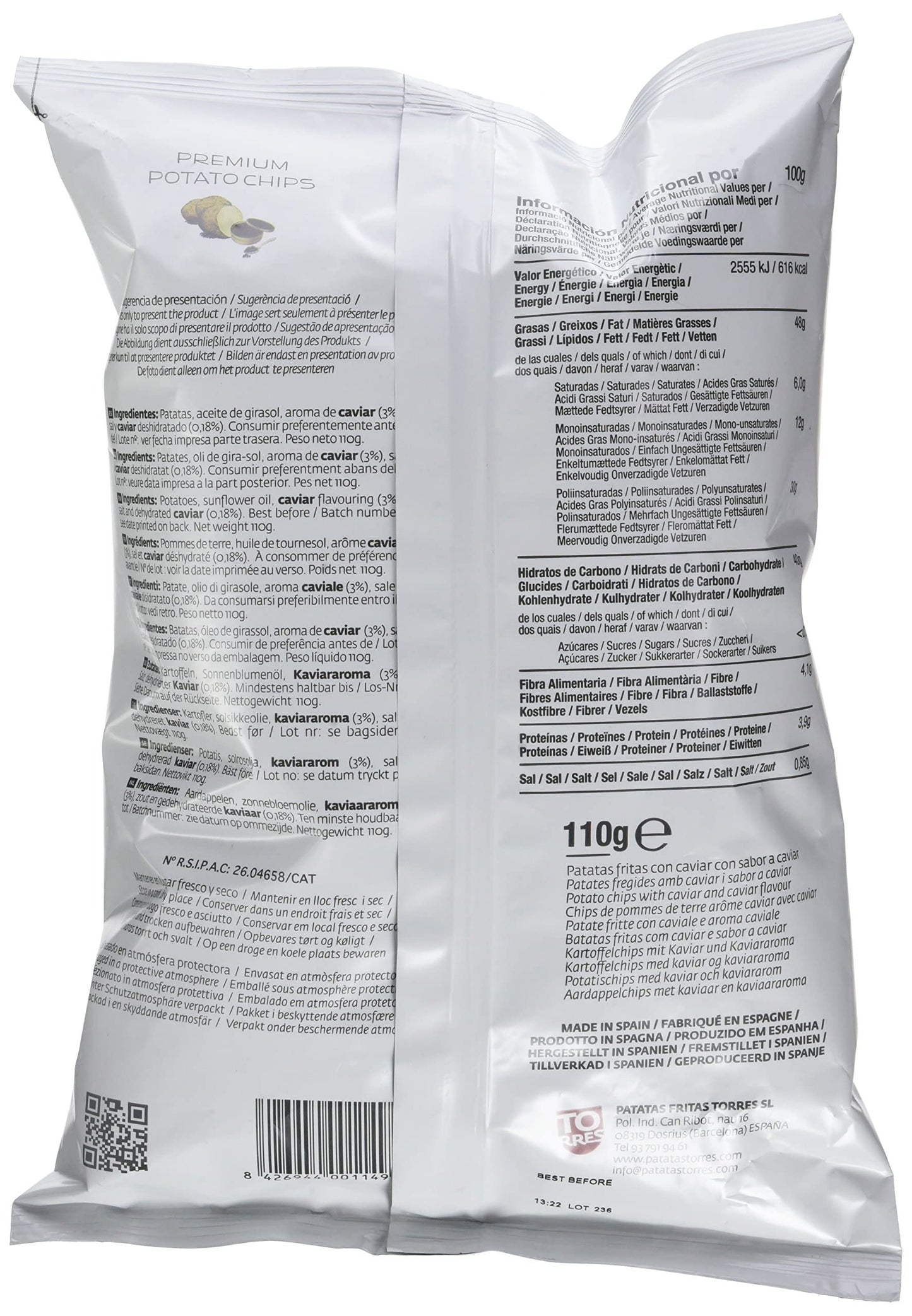 Torres Selecta Caviar Potato Crisps, 125 g