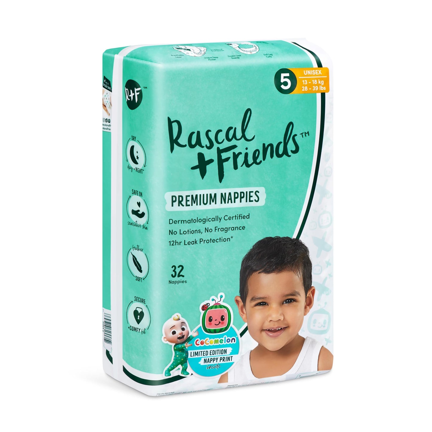 Rascal + Friends Unisex Premium Nappies 32 Nappies