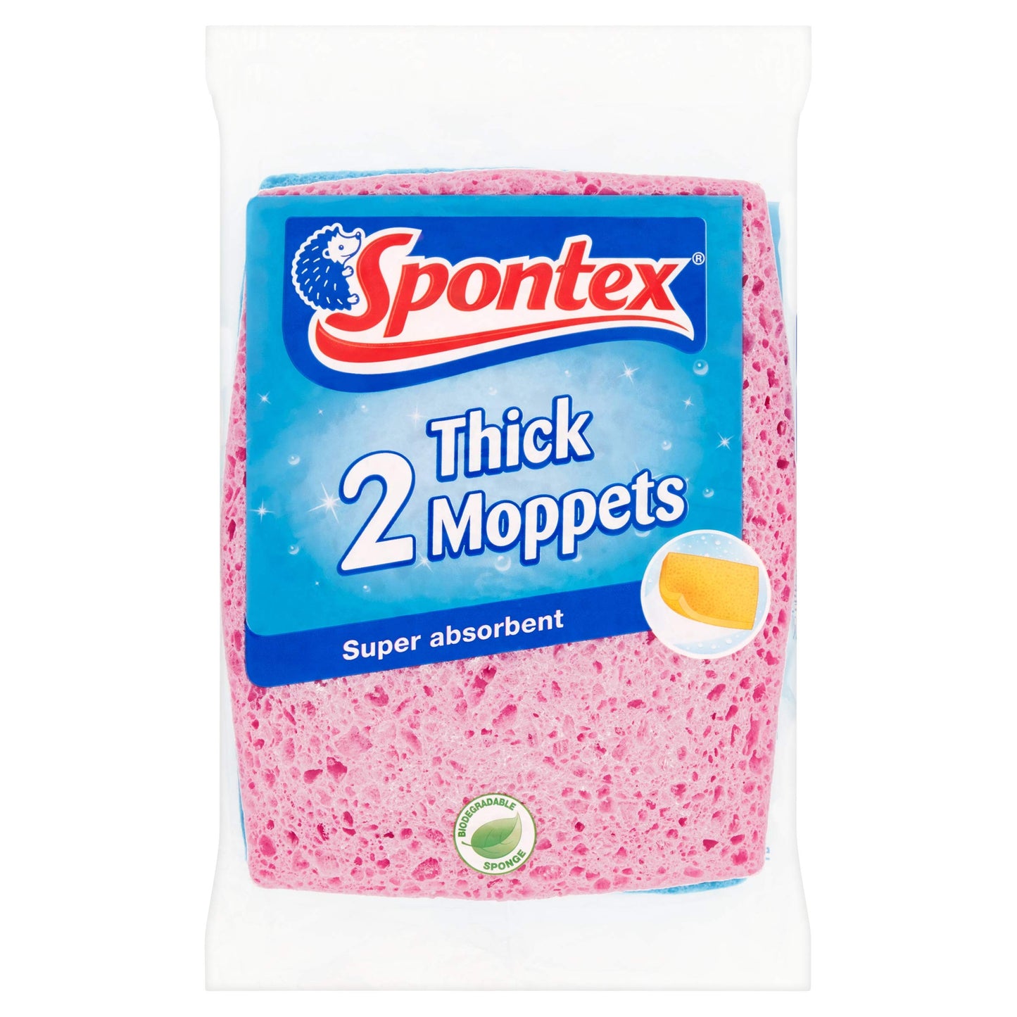 Spontex 12 Thick Sponge Moppets Value Pack 16 x 12cm Super Absorbent & Supple Plant-Based Cleaning Sponges 12 Count