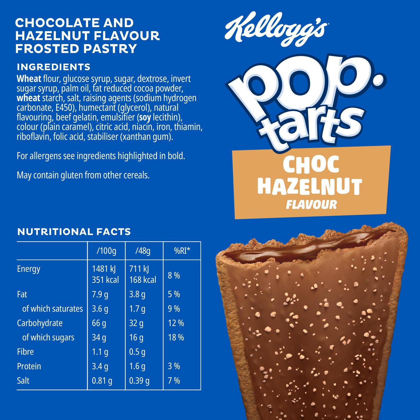 Kellogg's Pop Tarts Choc Hazelnut Pastry Snack 8x48g