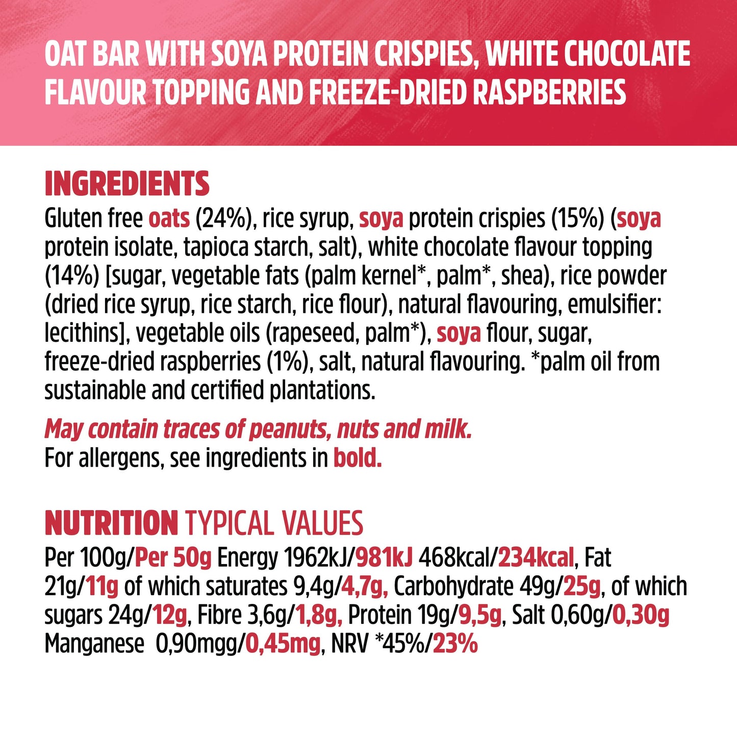 JB's TREK Protein Flapjack White Choc Raspberry 3x50g Plant-Based Protein