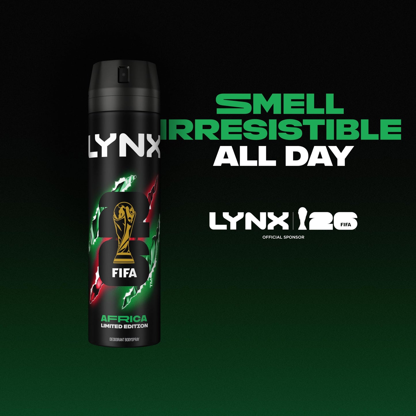 Lynx Limited Edition FIFA Africa Aerosol Body Spray men's deodorant with a mandarin & sandalwood scent for 48 hours of odour-busting freshness 200 ml