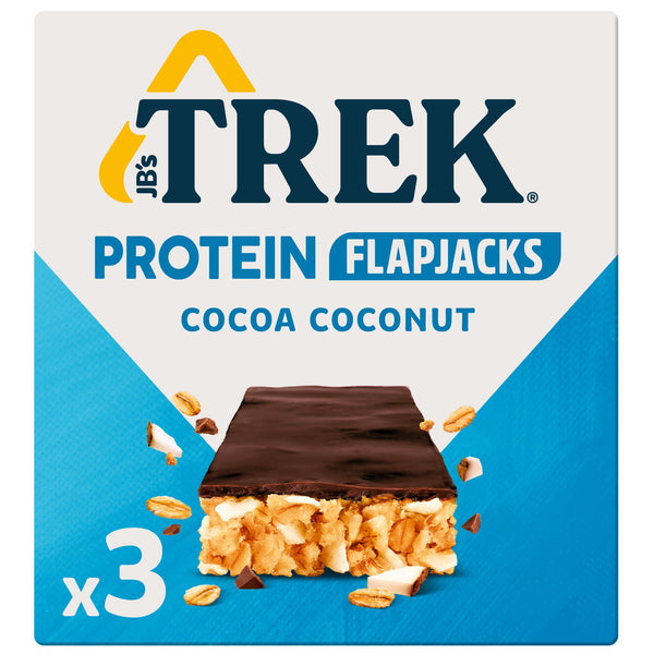 JB's Trek High Protein Flapjack Cocoa Coconut - Gluten Free - Plant Based - Vegan Snack - 50g x 3 bars