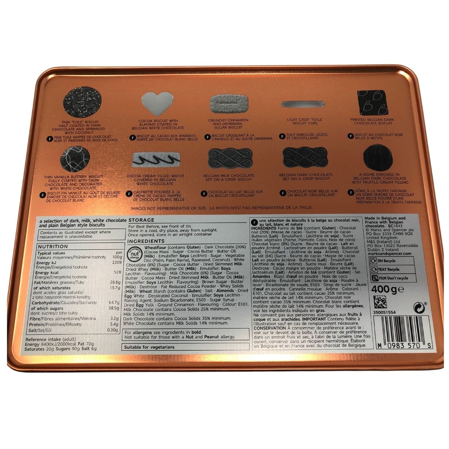 Marks and Spencers M&S Shortbread Biscuits Gift (650g) Bundled with M & S Belgian Chocolate Biscuits Collection (400g) Christmas Biscuits Tins Biscuits Gift Set