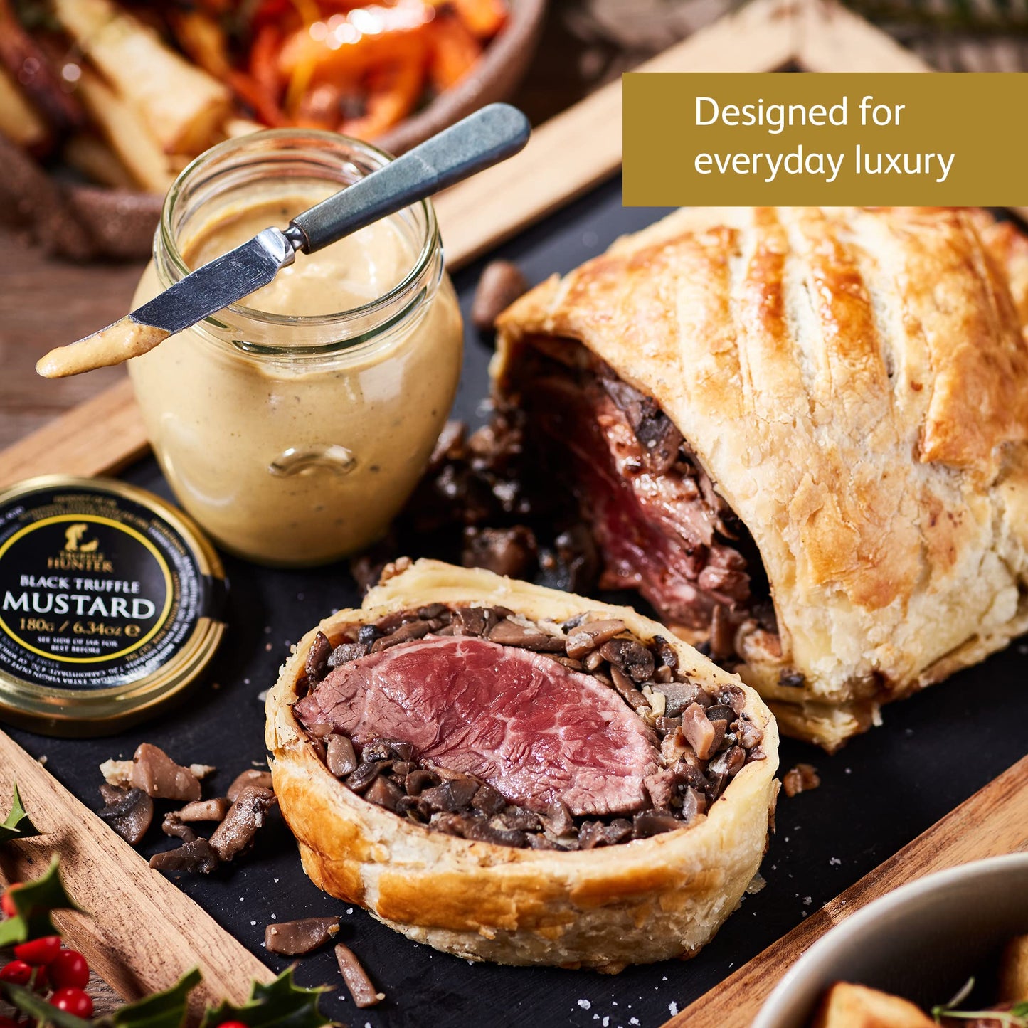 TruffleHunter - Black Truffle Mustard - Dijon Mustard - Gourmet Condiments - 180g