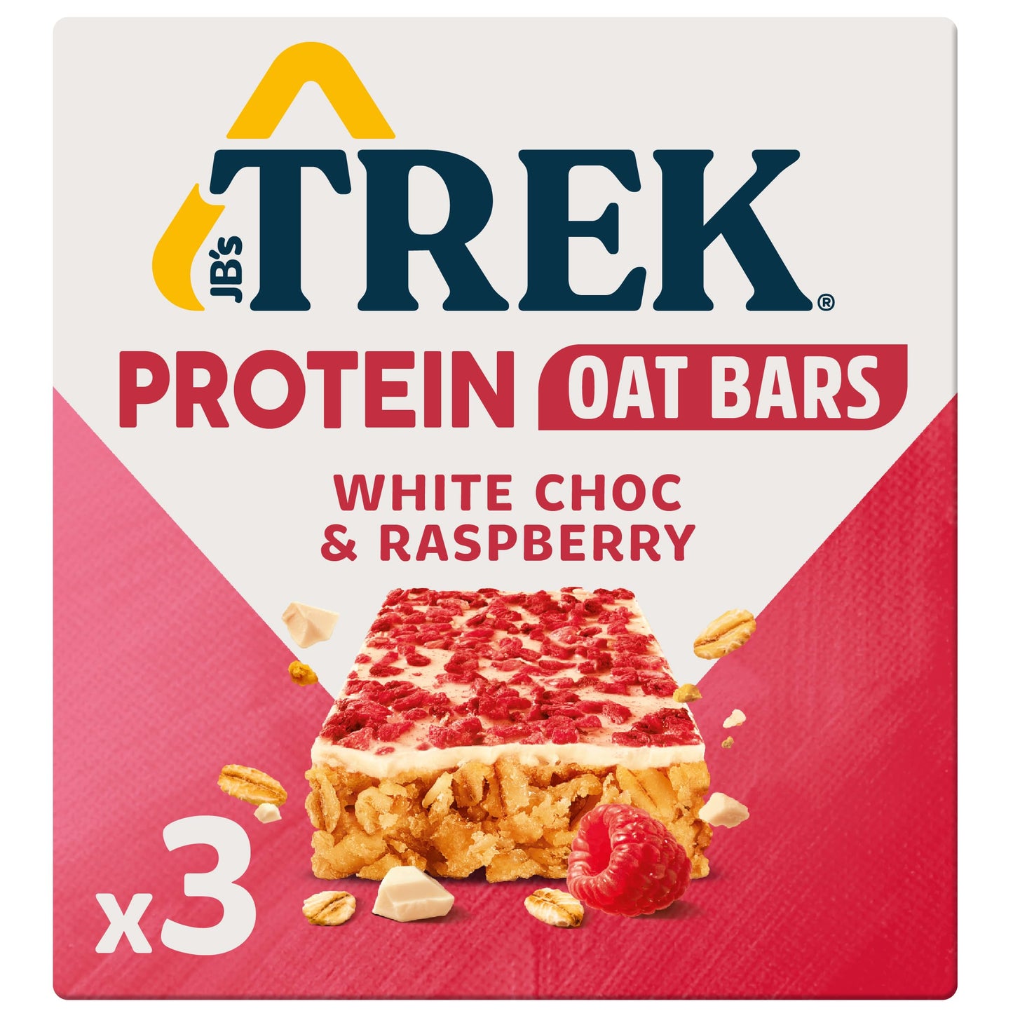JB's TREK Protein Flapjack White Choc Raspberry 3x50g Plant-Based Protein