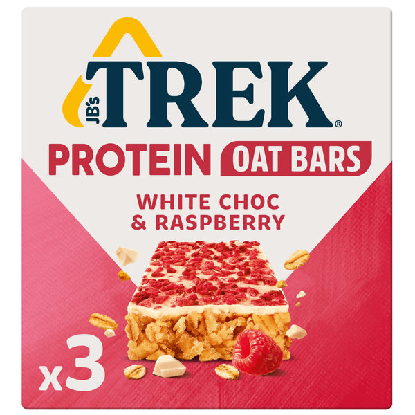JB's TREK Protein Flapjack White Choc Raspberry 3x50g Plant-Based Protein