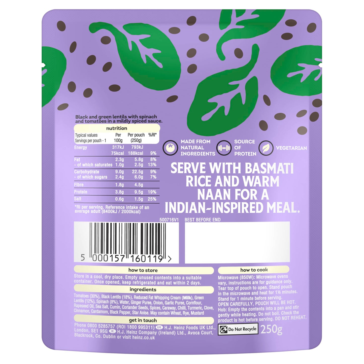 HEINZ Tomato Cannellini Beans with Onion and Garlic - Meal for One, Made From Natural Ingredients, Source of Protein