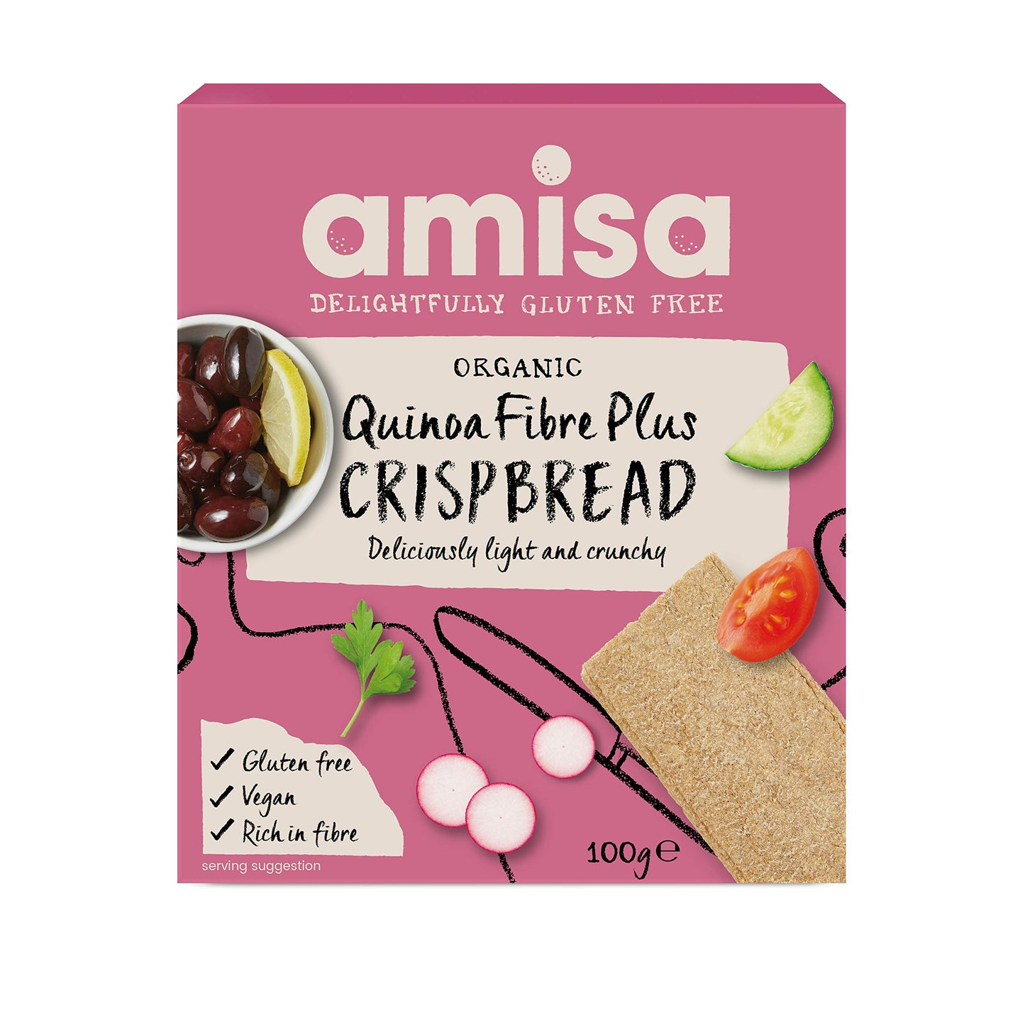 Amisa Organic Gluten Free Quinoa Fibre Plus Crispbread 100g