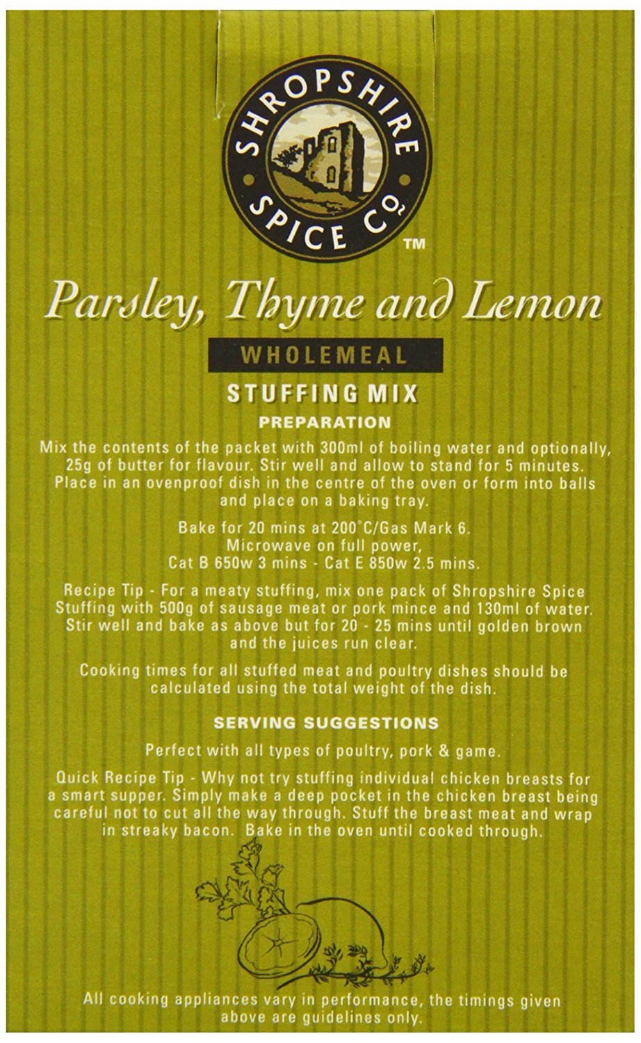 Shropshire Spice Parsley Thyme & Lemon Stuffing with Wholemeal Crumbs 150g