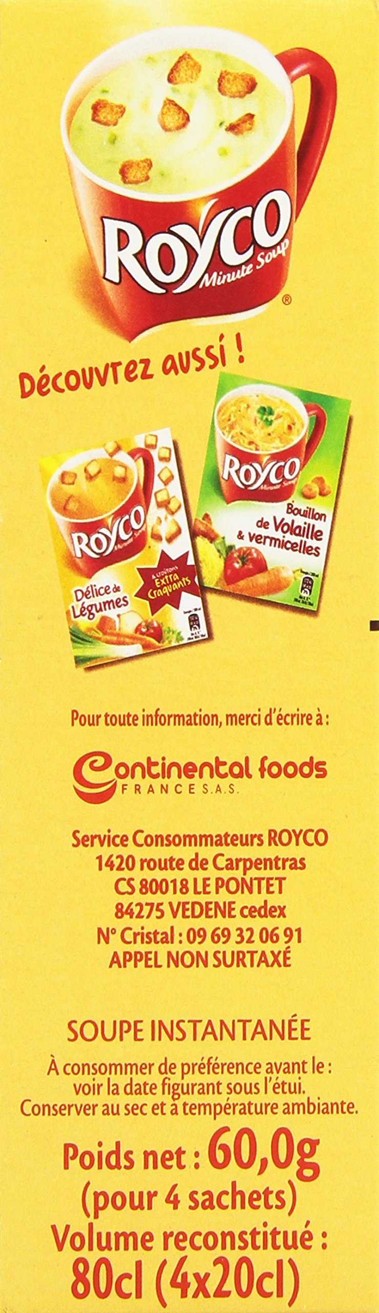 Royco Dehydrated Soup Cream of Asparagus and Croutons 4 x 20cl Sachets - 60g