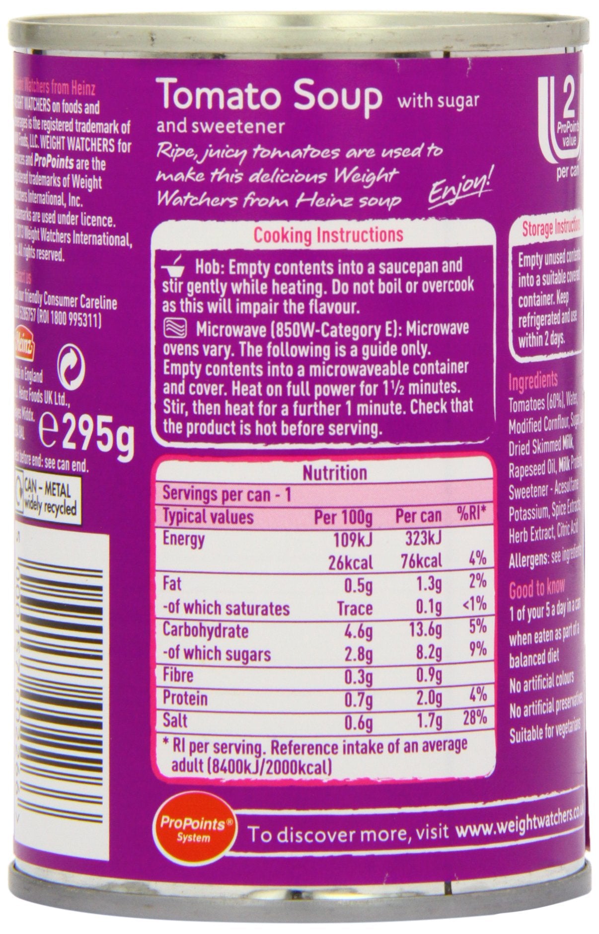 Weight Watchers Tomato Soup 12x295g