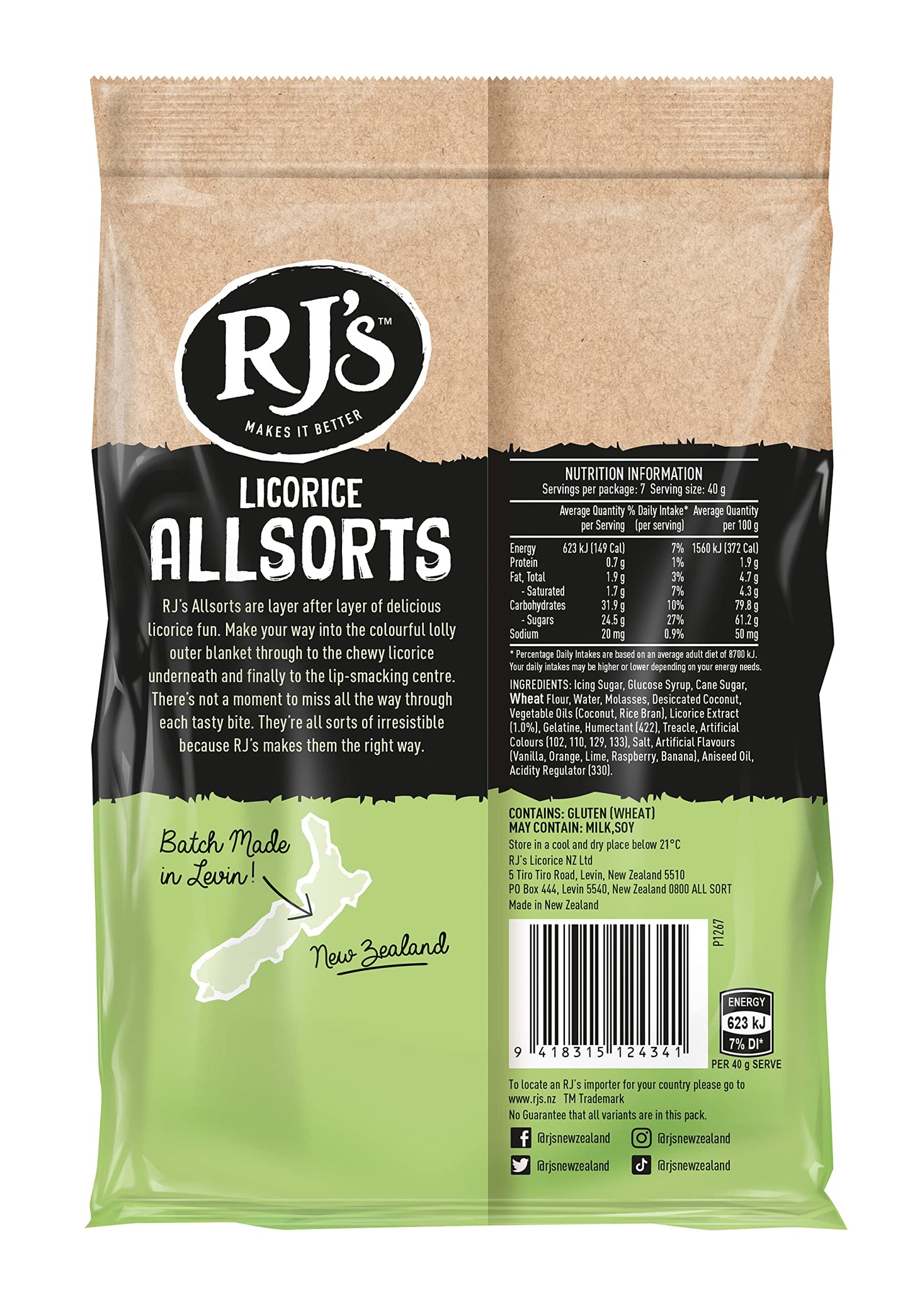 RJ's Licorice Allsorts, 280g