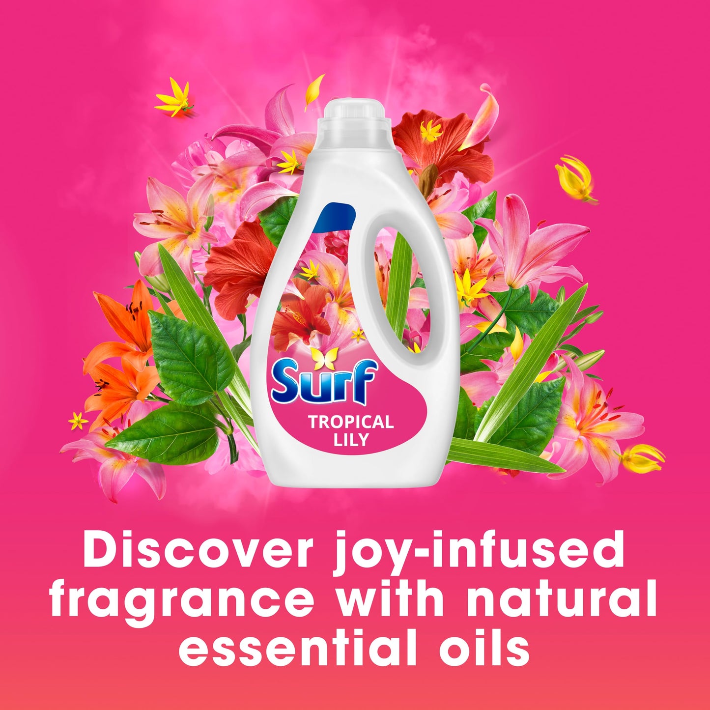 Surf Tropical Lily Laundry Washing Liquid Detergent with a joy-infused fragrance & natural essential oils lasting up to 12 hours in wear for brilliantly clean results 95 washes 2.565 L