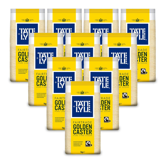 ( 10 Pack ) Tate & Lyle Fairtrade Golden Caster Cane Sugar 1kg