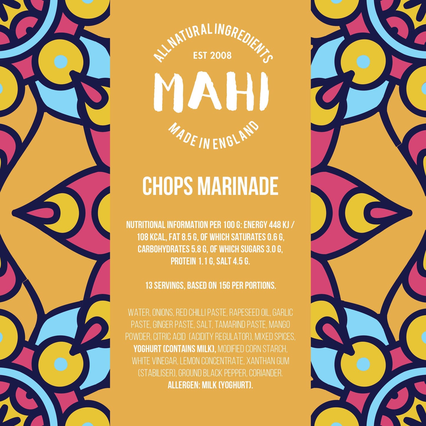 MAHI Chops Marinade Sauce - Medium Spicy Heat, Perfect for BBQs & Every Day, Gluten Free (GF), 200g