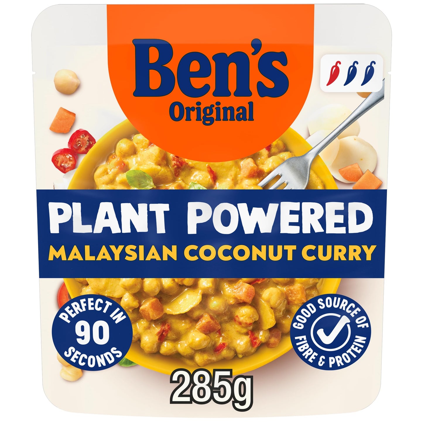 Ben's Original Plant Powered Malaysian Coconut Curry ready in 90 seconds Vegan Ready Meal serves 2 Pouch 285g