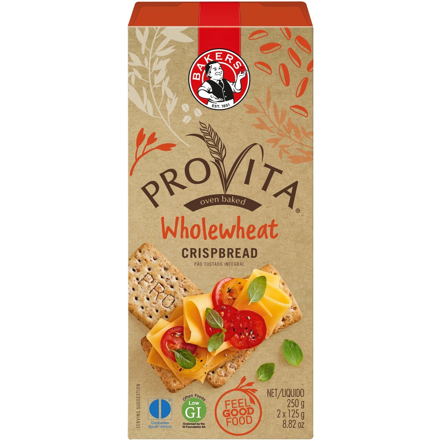 Bakers Provita Wholewheat Crispbread 250 g UK UK Pack of 3