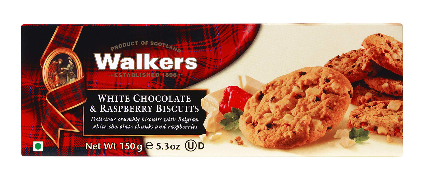 Walkers White Chocolate and Raspberry Biscuits 150g