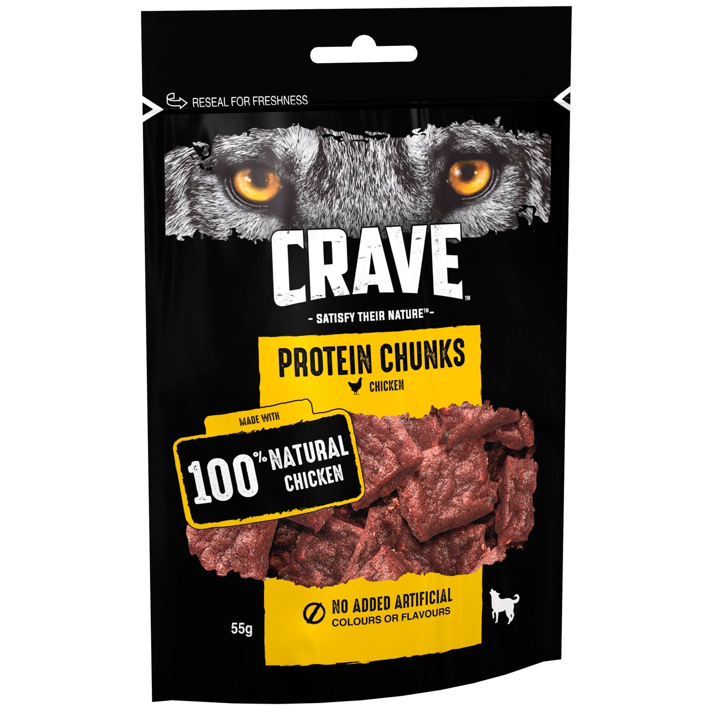 Crave Protein Chunks 6 x 55 g Snacks, Dog Treats Chicken with high Protein, Grain-free