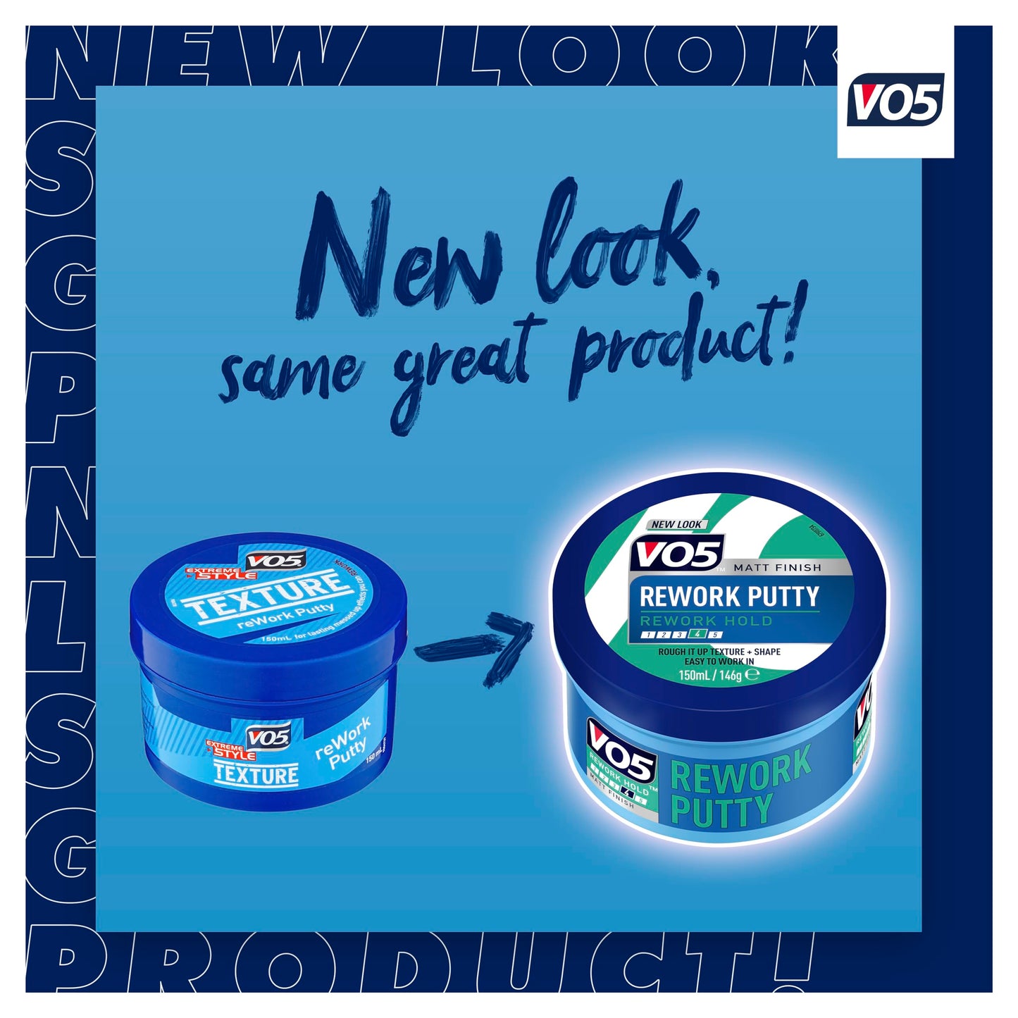 VO5 Rework Putty, 150ml, Matt Finish Hair Styling Product, Strong Hold Level 4