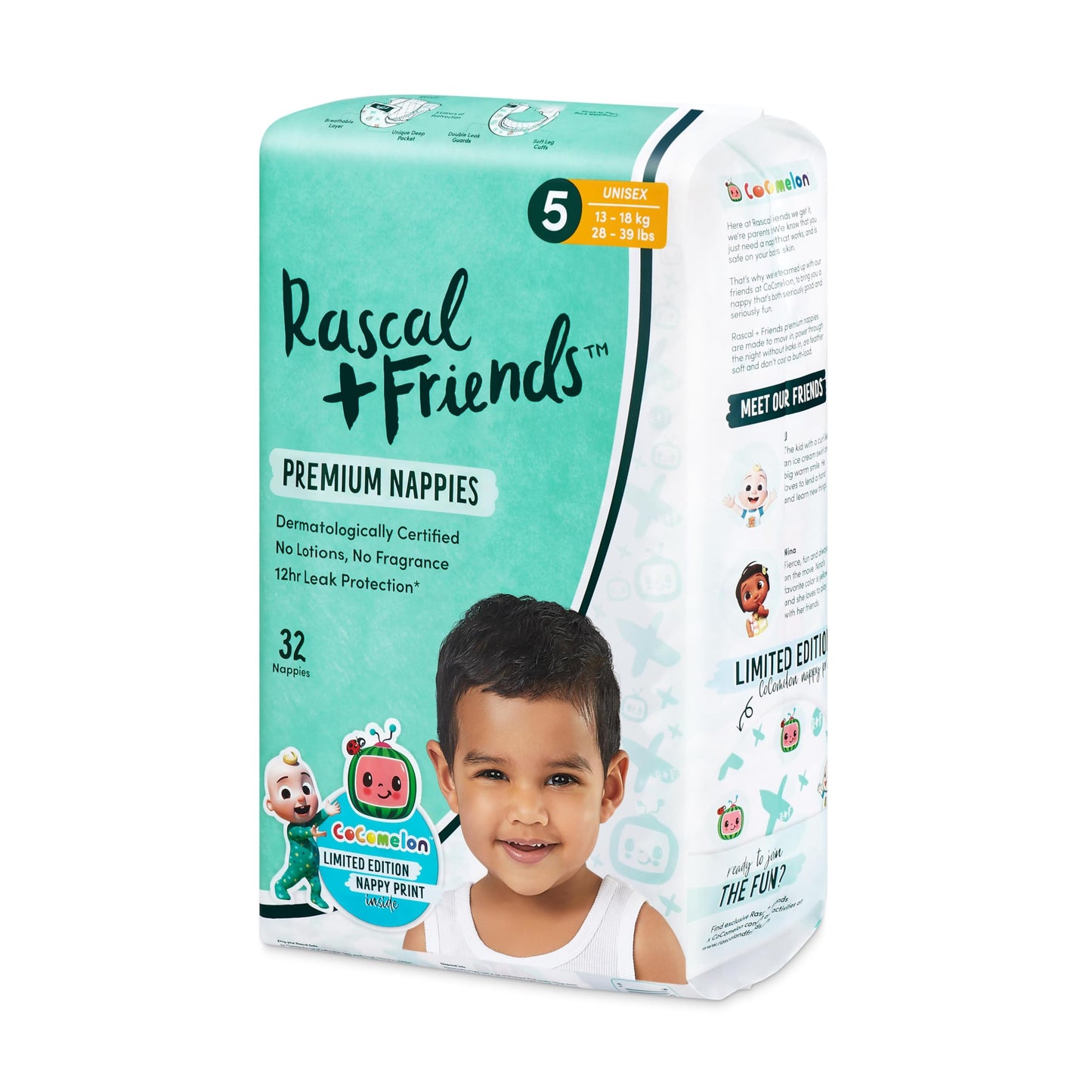 Rascal + Friends Unisex Premium Nappies 32 Nappies