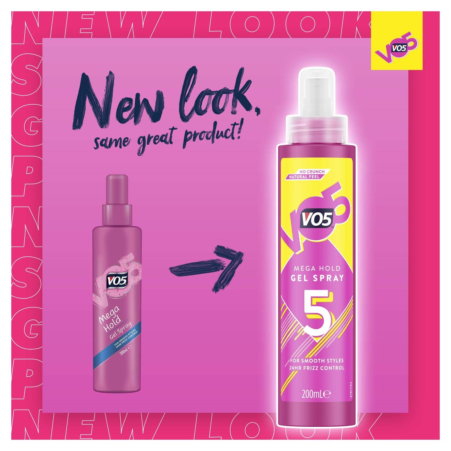 VO5 Mega Hold Gel Spray 200ml, Extra Strong Hair Styling Spray for Hold & Control