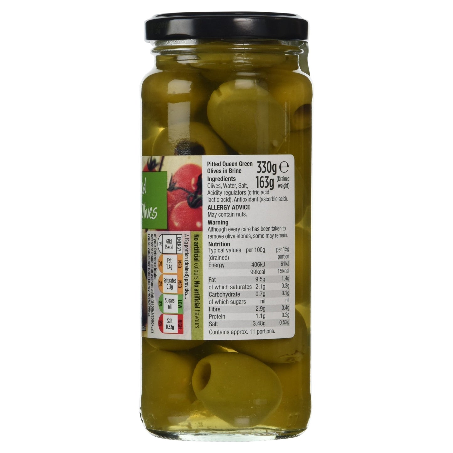 Morrisons Pitted Queen Olives in Brine, 340g