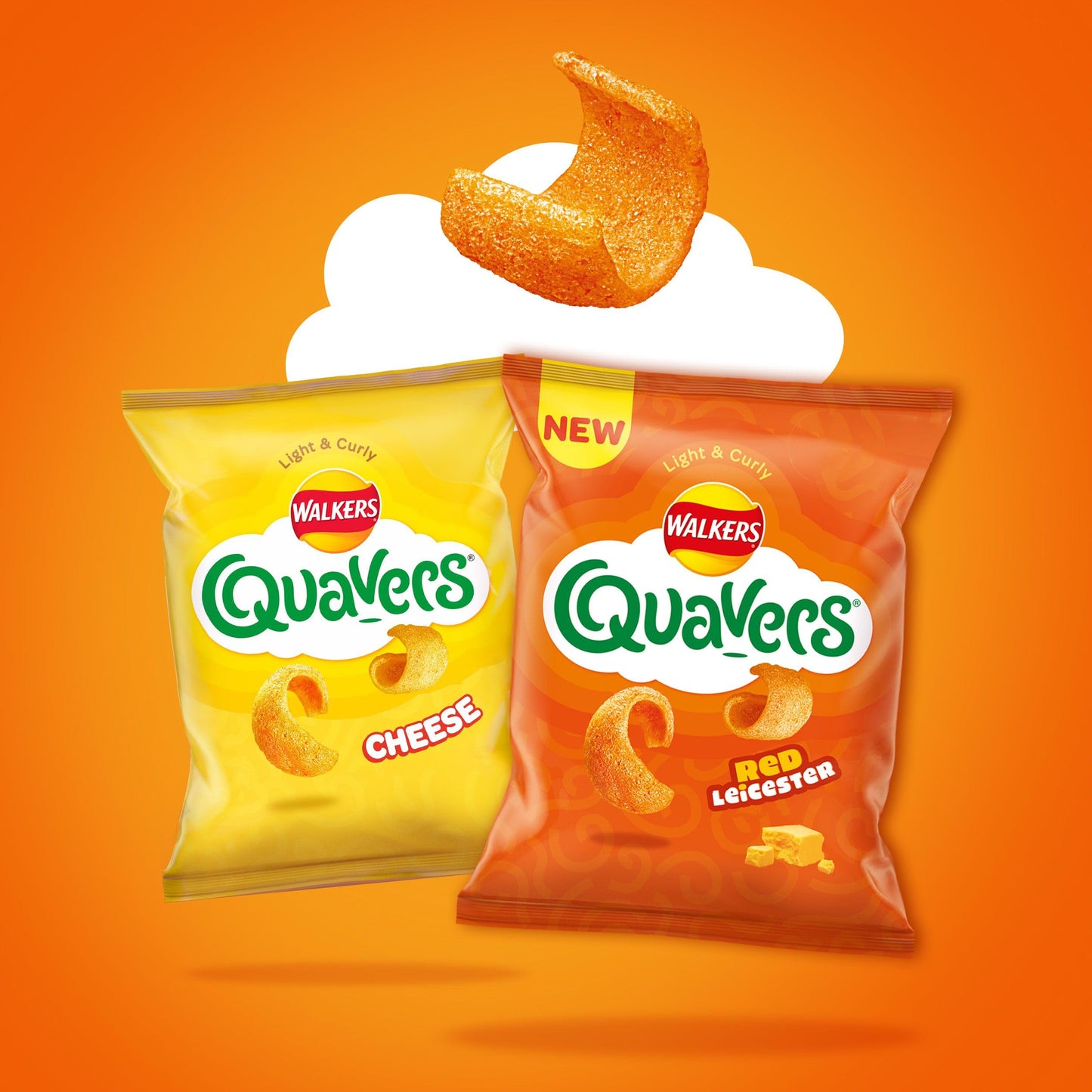 Walkers, Quavers Red Leicester Cheese Multipack Crisps Snacks 6x16g